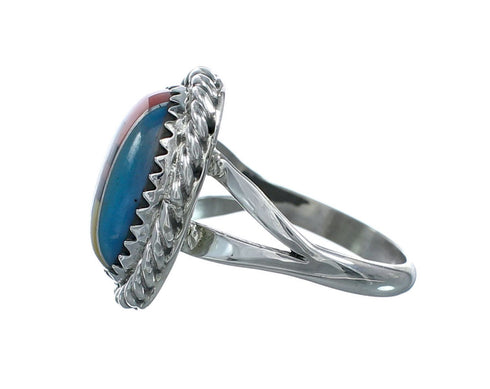 Navajo Manmade Multicolor Inlay Sterling Silver Ring Size 6 X10210